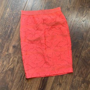 Ann Taylor Coral Lace Stripe Pencil Skirt 4